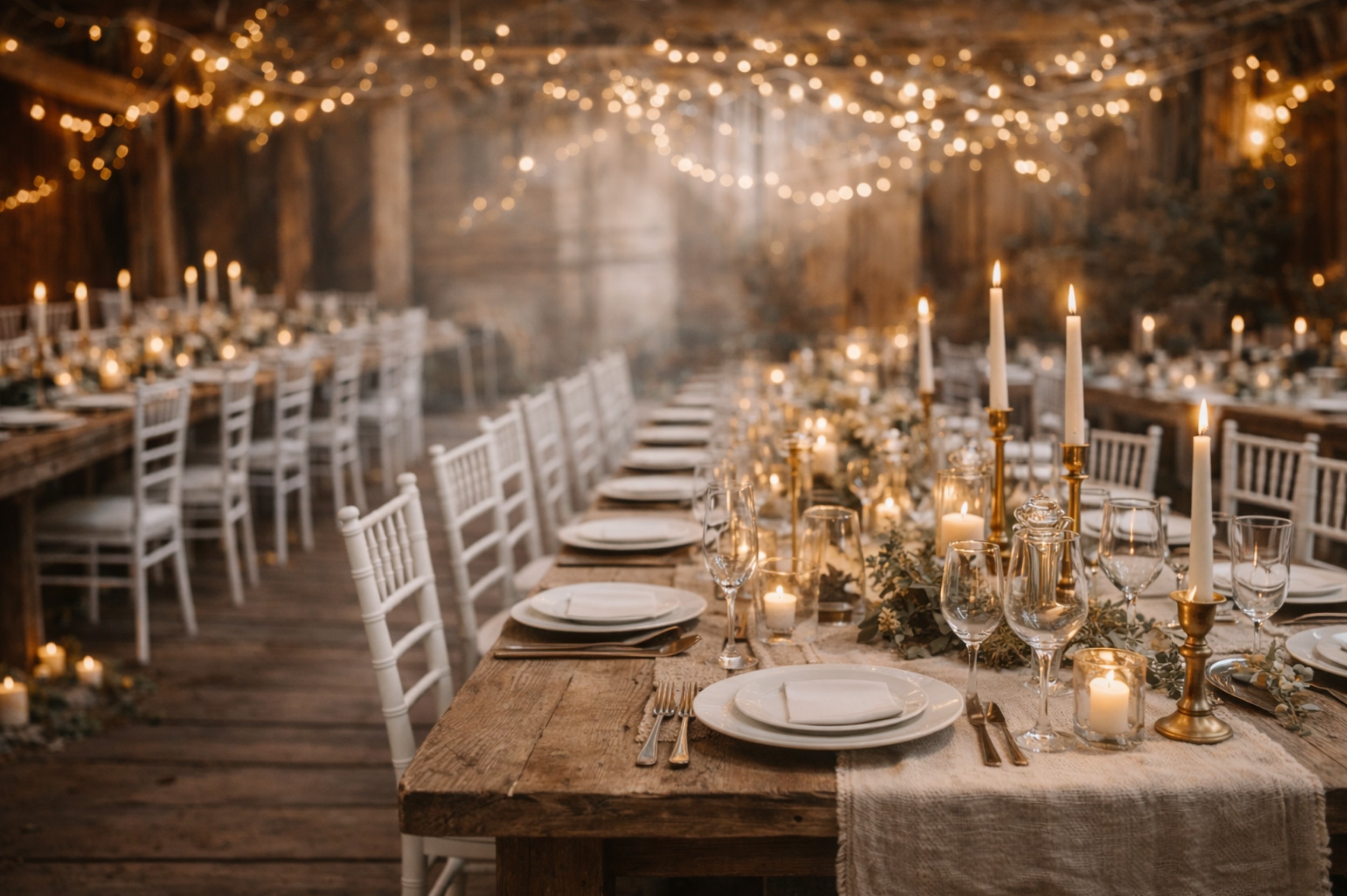 Für Hochzeit und Event im Schwarzwald ein Bild mit rustikalem Raum und hochzeitlicher Deko.